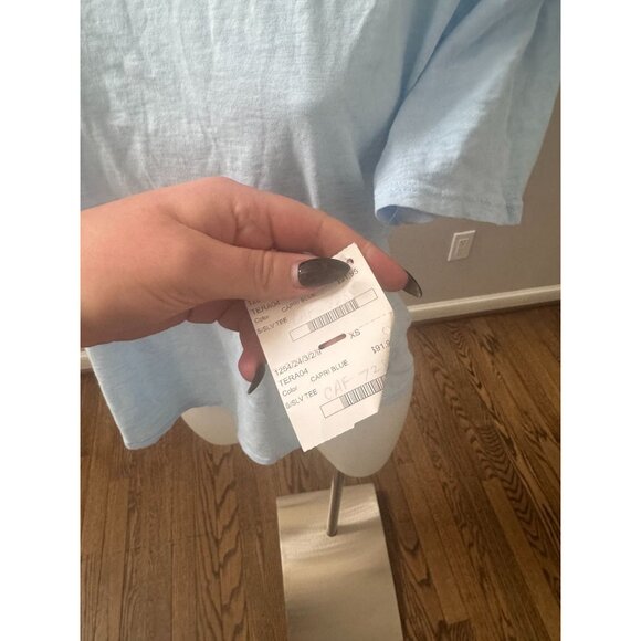 NWT Velvet by Graham & Spencer Short Sleeve Slub Tee Capri Blue Size XS - Picture 2 of 3